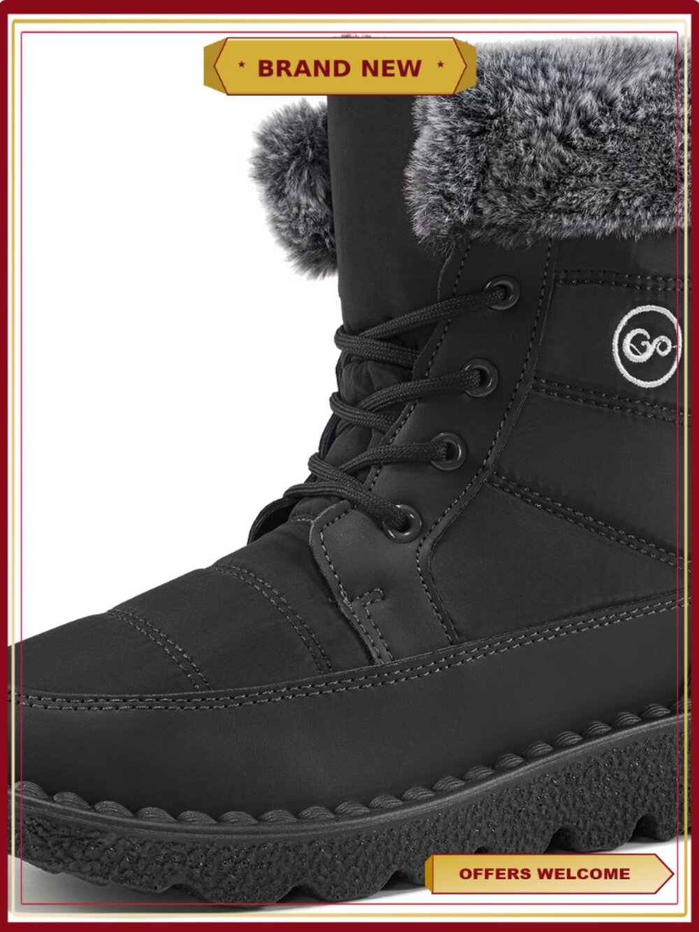 Women's Lace Up Faux Fur Lined Mid Calf Snow Boots